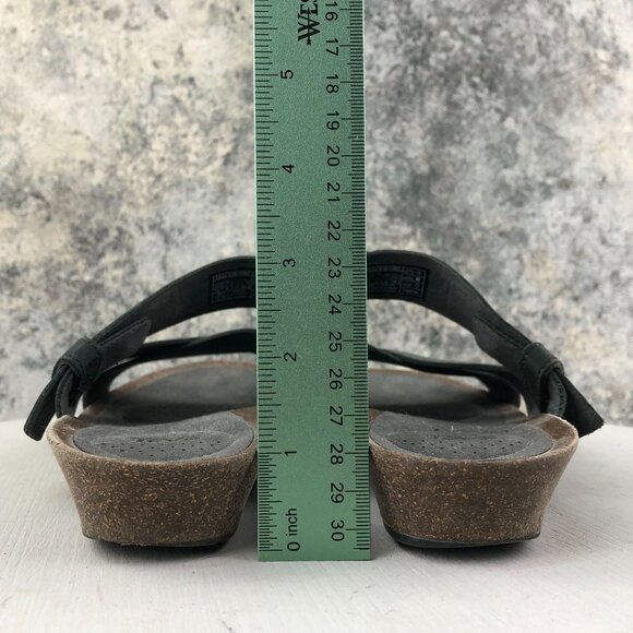 Teva Women's Size 10 Mahonia Black Leather Crisscross Slide Wedge Sandals - Picture 8 of 15